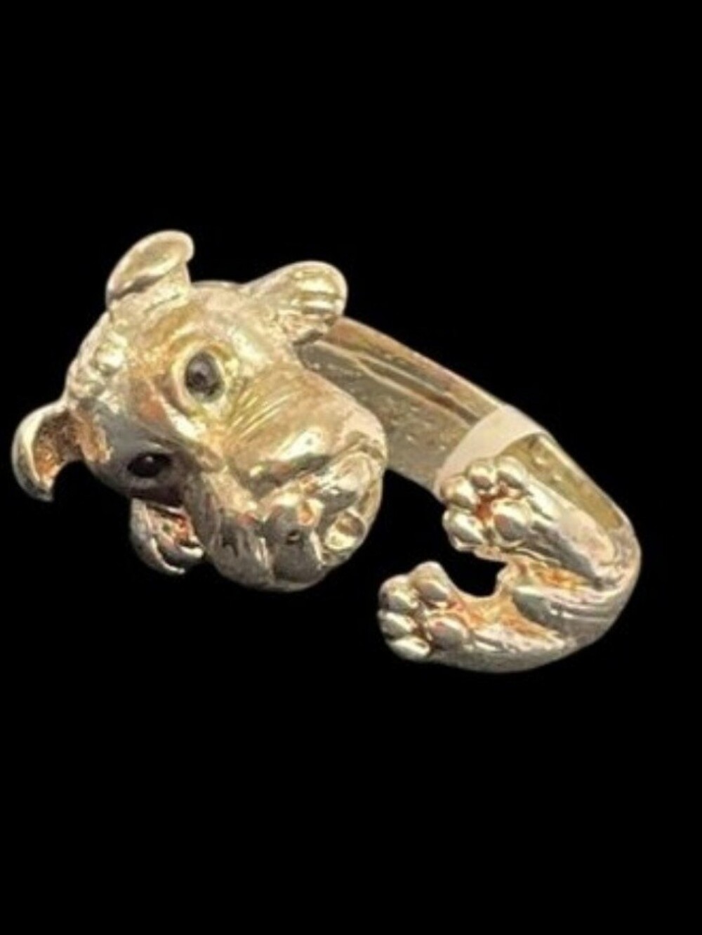 New Artisan Silver Tone Rhodium Plated Dog Pet Terrier Schnauzer Adj Wrap Ring